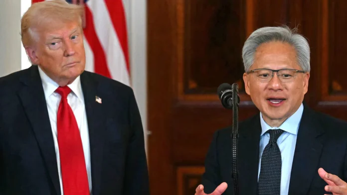Nvidia CEO Jensen Huang joined President Trump's state visit to China after a last-minute personal phone call, reversing his earlier absence from the delegation.