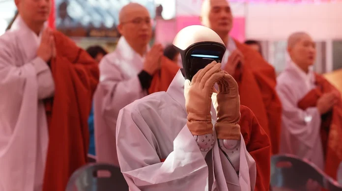 A South Korean Buddhist temple has ordained a Chinese-made Unitree G1 humanoid robot as a monk, giving it the Dharma name 'Gabi' and a rewritten set of Five Precepts for the AI era.
