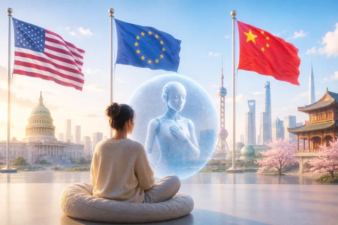 A new comparative analysis reveals that the United States, European Union, and China have taken fundamentally different approaches to regulating AI companion apps and emotional AI — differences that reflect deeper divergences in values, governance philosophy, and social priorities.