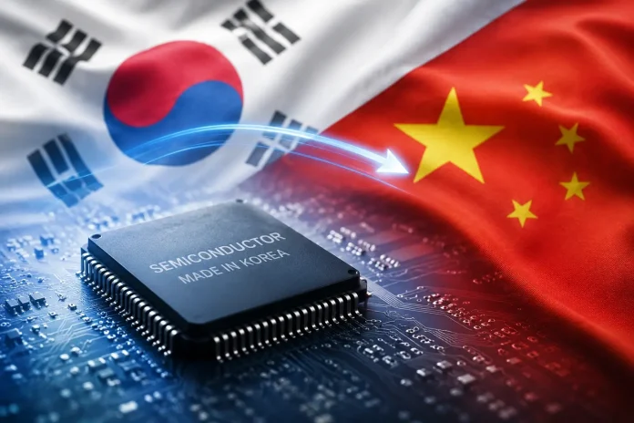 South Korea's chip exports to China jumped 243% year-on-year in May 2026, flipping a trade deficit into a $3.8B surplus as China's AI buildout drives memory demand.