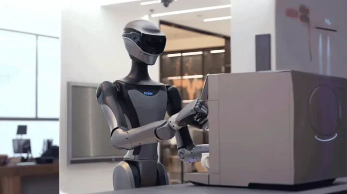 Haier opened China’s first AI home-robot experience center in Qingdao, showcasing exoskeleton support plus laundry, cooking, cleaning, companions, and tasks.